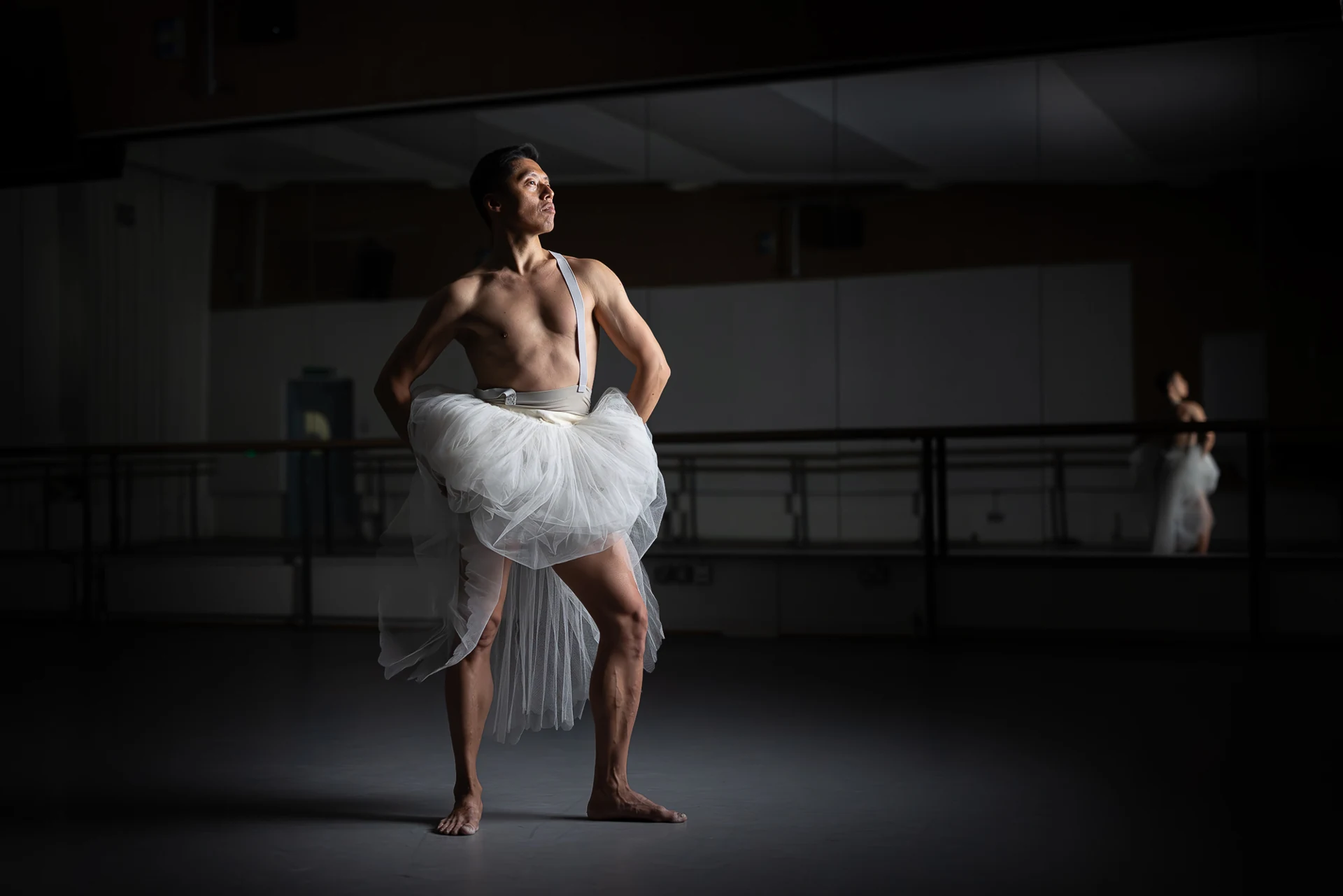 Dancer balancing en pointe in the studio